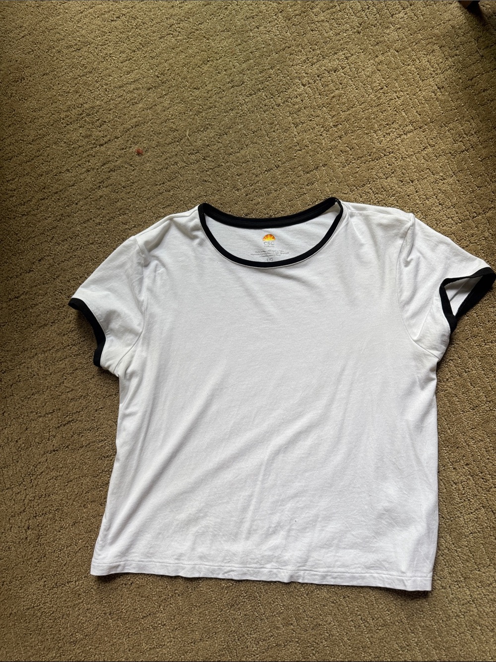 C&C California White Short Sleeve Ringer Tee with Black Trim